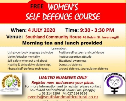 Women's Self Defence Course Flyer